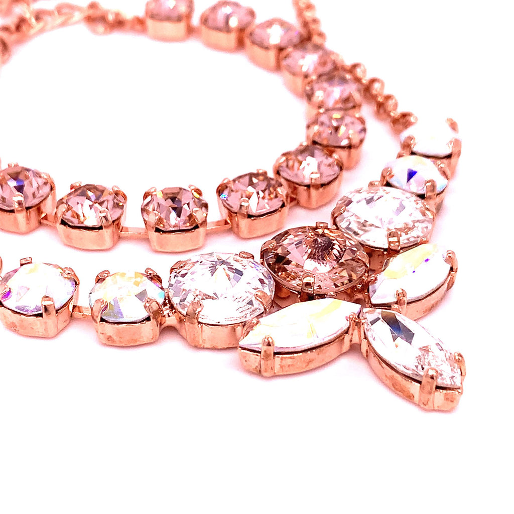 QUEEN ANGEL NECKLACE AND TENNIS BRACELET ROSE GOLD