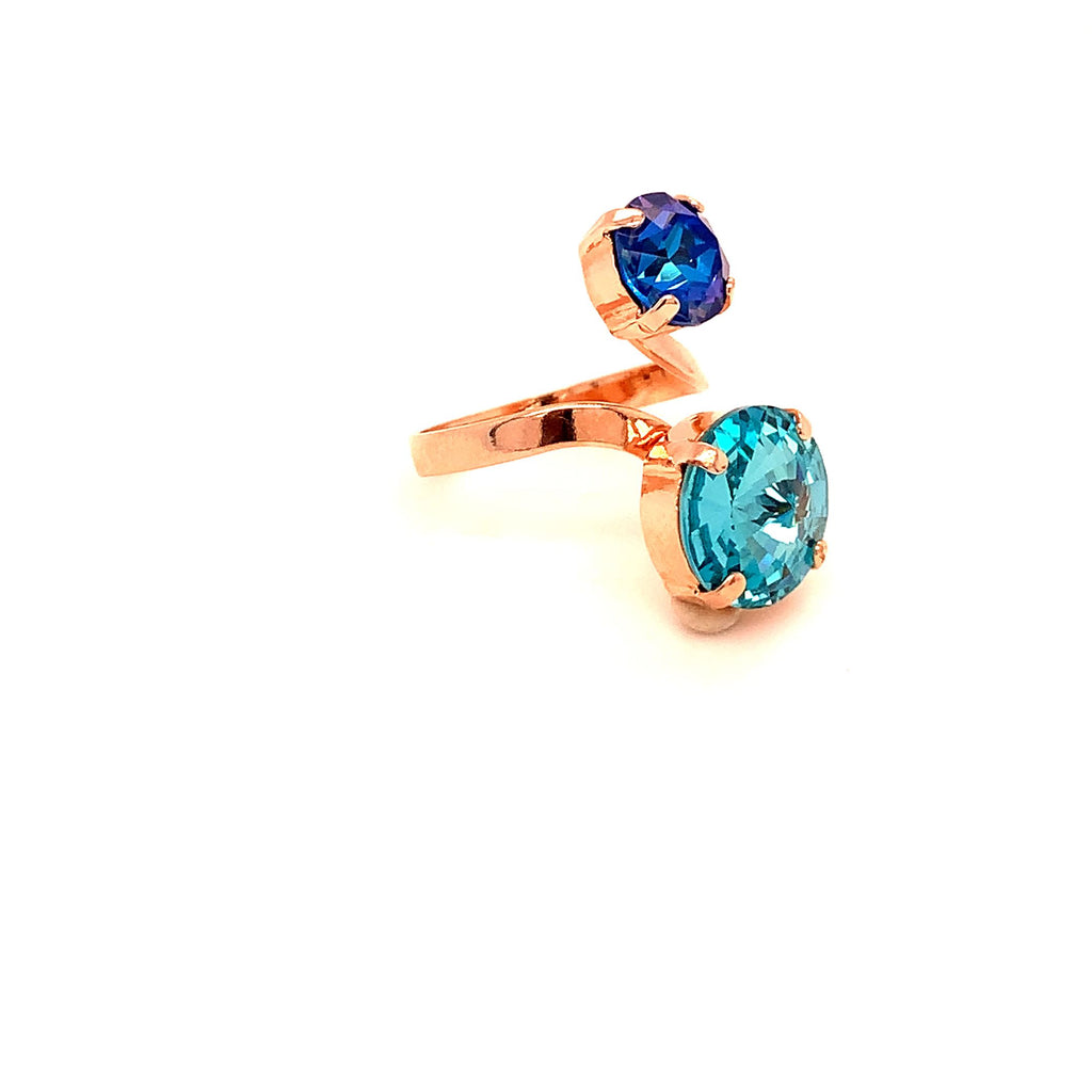 SNAKE RING 12MM TURQUOISE BLUE & 8MM SAPPHIRE BLUE