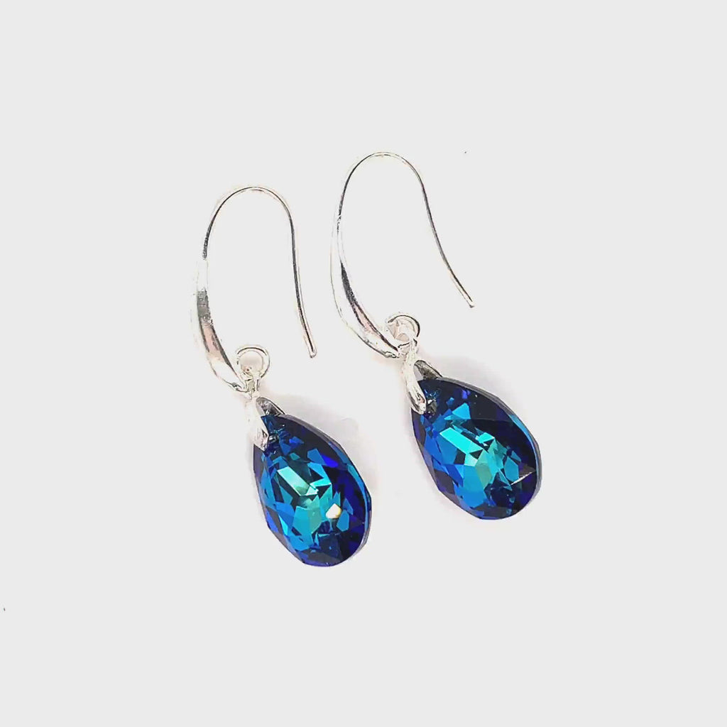 Bermuda Blue Pear cut drop earrings video