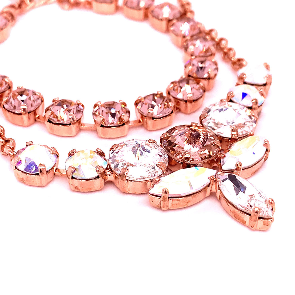 QUEEN ANGEL NECKLACE AND TENNIS BRACELET ROSE GOLD